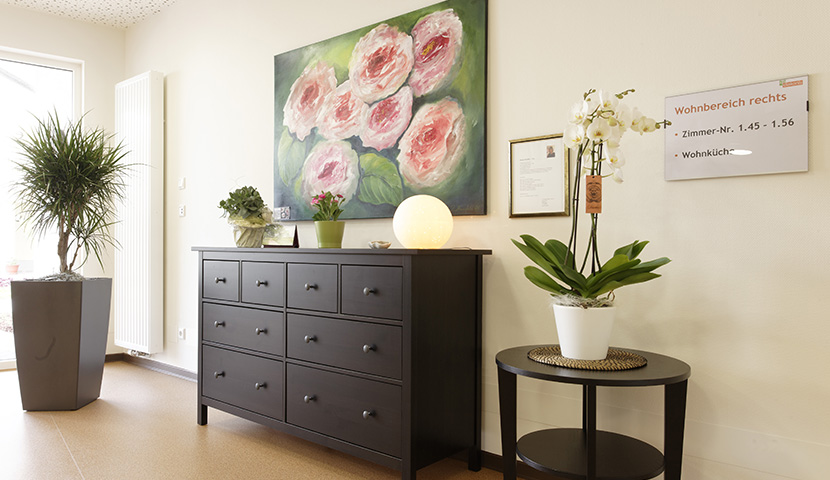 Flurbereich mit Sideboard, Bild und Pflanzen